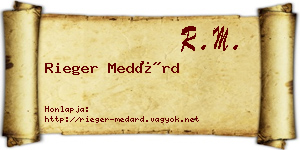 Rieger Medárd névjegykártya